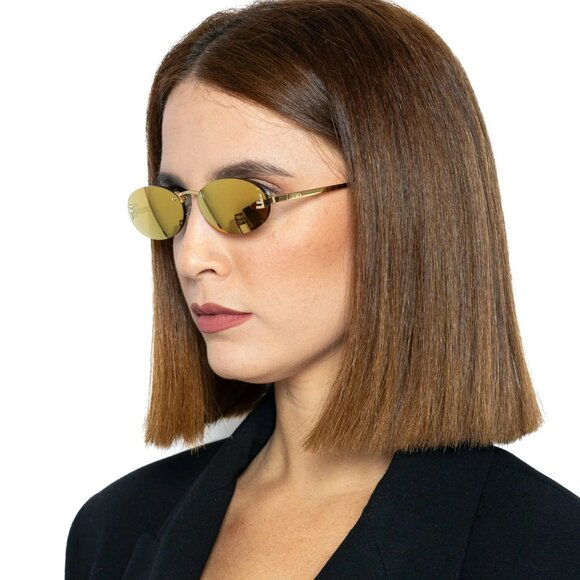 Fendi FIRST CRYSTAL Women Sunglasses Yellow Gold Oval FE4075US 30L AUTHENTENTIC - Picture 11 of 14